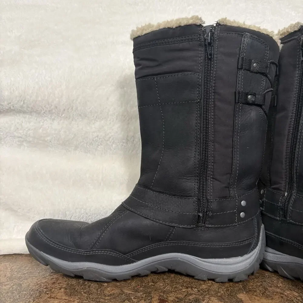 Merrell Womens Black Insulated Winter Boots US 10 Waterproof Faux Fur MId-calf